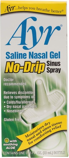 [BRSWIYQOAAAQOG3K] Ayr Saline Nasal Gel No- drip Sinus Spray With Soothing Aloe Vera, 0.75 Fl Oz Spray Bottle, (Balení po 1)