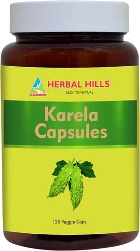[BRSWYAY7CABGKD3A] HERBAL HILLS Bitter Melon/Bitter Gourd/Karela Capsules (Momordica Charantia) | 120 Count (900 mg) | Best for Eye & Skin Health