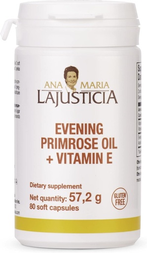 [BRSW2HAQB4JQYGTG] Ana Maria Lajusticia - Primerose Oil + Vitamin E - 80 Soft Capsules Pack -1000mg. Gluten Free, Lactose Free və Sugar Free. Bütün Natural.