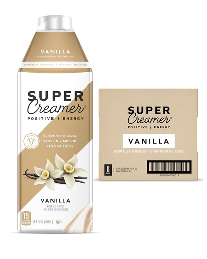 [BRSWGGL4OIBG2HI7] SUPER COFFEE Creamer | SugarFree | 25.4 Fl Oz, Pack of 6 | Keto Coffee Creamer | 0g Sugar, 1g Protein, 15 Calories | Vanilla
