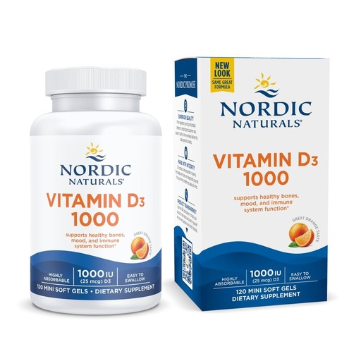 [BRSWIYADBQNGGDT6] Nordic Naturals Vitamin D3 1000, Orange - 120 Mini Soft Gels - 1000 IU Vitamin D3 - Supports Healthy Bones, Mood & Immune System Function - Non-GMO - 120 Servings