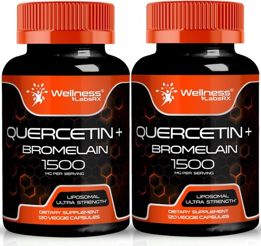 [BRSROBQCCJ4B6DTZ] Quercetin with Bromelain Supplement - 1500 mg - Erkekler ve Kadınlar için Immune Support and Heart Health Capsules, Quercetin Supplements Helps Support Joint & Health Respiratory System - 120 Count (2 Pack)