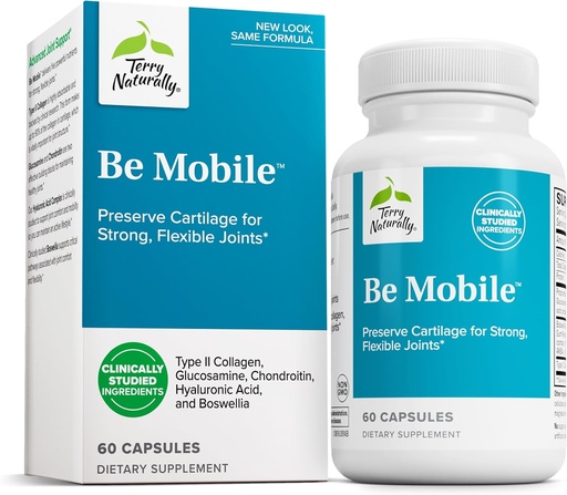 [BRSWGBDQAQMQYG3J] Terry Naturally Be Mobile - Collagen Supplement for Joint Health Support - Dietary Supplement with Boswellia Extract & Type II Collagen - Lower Back & Knee Support - 60 Capsules