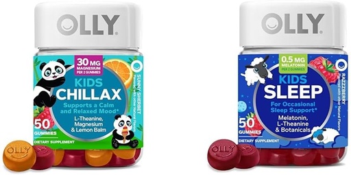 [BRSRAYITDF7WO2Q4] OLY otroci Chillax Gumies L-Theanine Magnezij Lemon Balm 50 Število in spanje Gumies 0,5mg Melatonin L Theanine Kamilica Lemon Balm 50 Število
