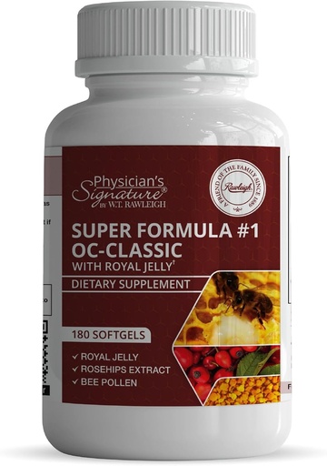 [BRSWGYI6PIHBAYD5] Rawleigh Super Formula No.1 OC-Classic: 180 Softgels with Royal Jelly & Bee Pollen Combined with Rosehips, Alpha lipoic Acid, & Vitamin B12, Non-GMO Supplement for Heart Health & Immune Support