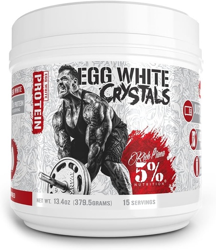 [BRSW2AIDCR5QYHQ3] Rich Piana 5% Nutrition Egg White Crystals | 100% Pure Egg White Protein Powder | 20 Grams of Protein | Mixes & Stores Easily | 0.84 lbs, 15 Servings (Unflavored)