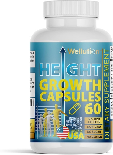 [BRSWYZIKO5YBEETP] WELLUTION Bone Strength & Growth Support for Kids & Teens – Calcium, Collagen, Vitamin D3 & Herbal Blend – 60 Capsules, Non-GMO, Gluten-Free, Made in USA