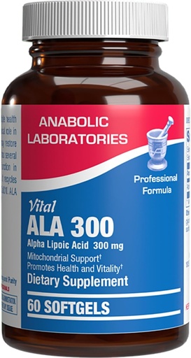 [BRSROHYPAUIAYETV] Ácido Alfa Lipóico 300mg - Fórmula Clínica Suplemento ALA para Mitocondria Eye Brain Energia Antioxidante e Nerve Suporte - Não-GMO Soja Livre e Fácil de Engolir Softgels - 60 Servings