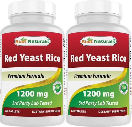 [BRSW2AYBPMNB4F33] Best Naturals Red Yeast Rice 1200 mg (Non- GMO) 120 δισκία (120 Count (Pack of 2))