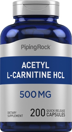[BRSW2C33AB5BUG3J] Piping Rock Acetyl L-Carnitine HCL | 500 mg | 200 Powder Capsules | Non-GMO, Gluten Free Supplement