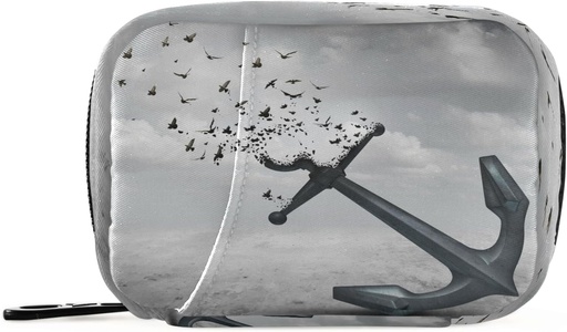 [BRSW2CA5C5YRMGTD] Flying Birds Anchor Pill Box 7 Day Pill Case Travel Pill Organizer Bag Zipper Portable Weekly Case Compact Tamaina bitamina gehigarria Holder