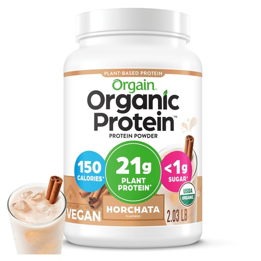 [BRSRMBIZOJYQGGYY] Orgain Organic Vegan Protein Powder, Horchata - 21g Plant Based Protein, 9g Prebiotic Fiber, Low Net Carb, No Lactose Ingredients, No Added Sugar, Non-GMO, For Shakes & Smoothies, 2.03 lb