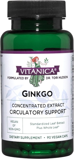 [BRSWIYQPB56WADL2] Vitanica Ginkgo - Brain Health Supplement - Supports Blood Flow & Circulation in Women & Men - Herbal Supplement That Uses Ginkgo Extract & Leaf - Lady - 90 Capsules