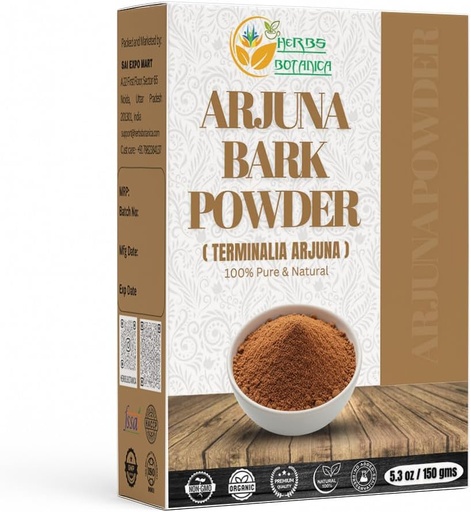 [BRSWYEI3CVYGMDI4] Herbs Botanica Arjuna Powder 100% Pure Arjuna Bark Powder (Arjun Ki Chaal) for Herbal Tea & Wellness – Finely Ground Tree Bark Powder for DIY Use – 5.3 oz Pack