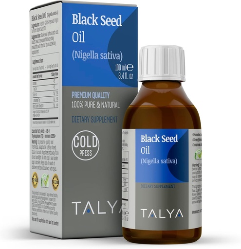 [BRSWGAA7B54BGEQY] TALYA Black Seed Oil 3.4 fl. oz (100 ml) - Liquid Black Seed Oil - Dietary Supplement - Immune Support - High Thymoquinone - Cold Pressed - Pure Turkish Black Seed Oil - Non-GMO - Glass Bottle