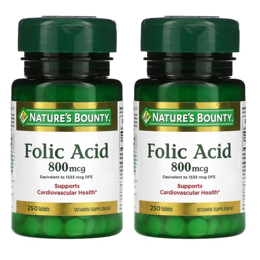 [BRSWGFI5OUMAYFDF] Nature's Bounty Folic Acid 800 mcg Tablets Maximum Strength 250 ea (Pack of 2) in Pakistan