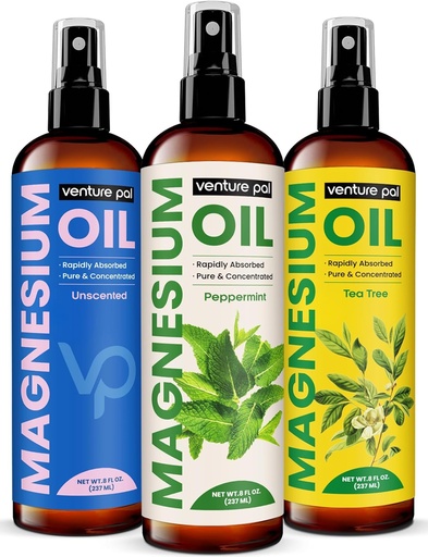 [BRSRAZYYBV5RSDLB] Venture Pal 100% Pure Magnesium Oil Spray with Peppermint, Fast Absorption, Less Sting, Ultra-Soothing for Sleep & Muscle Relaxation, Seven (Big 8 oz) Minerals
