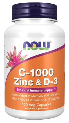 [BRSRMBDRPNYWGHLP] Now Supplements, C-1000 Zinc & D-3, Seasonal Immune Support*, 100 Veg Capsules