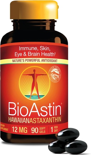 [BRSWIYLQBIOR6DL2] Nutrex Hawaii BioAstin Hawaiian Astaxanthin - 4mg, 60 Softgels - Farm-Direct Premium Antioxidant Suplemento de Apoyo Ojo, Esquía, Sistema Conjunto &amp; Immune Health - Non-GMO &amp; Gluten-Free