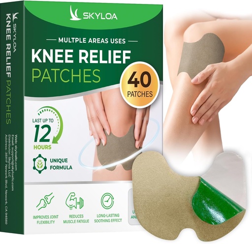 [BRSROZINCENAIH3X] Knee Relief Patches, Knee Patches, Heat Patches for Joint Back Shoulder Neck, Herbal Patches for Knee, Wormwood Extract Sticker for Knee, Long Lasting Relief for Muscle, Up to 12 Hrs | 40 Count