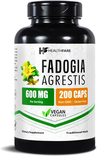 [BRSRAHDRBEFR6CA3] Healthfare Fadogia Agrestis Extract 600mg | 200 Vegan Capsules | Herbal Supplemen | Non-GMO, Gluten-Free | Made in USA