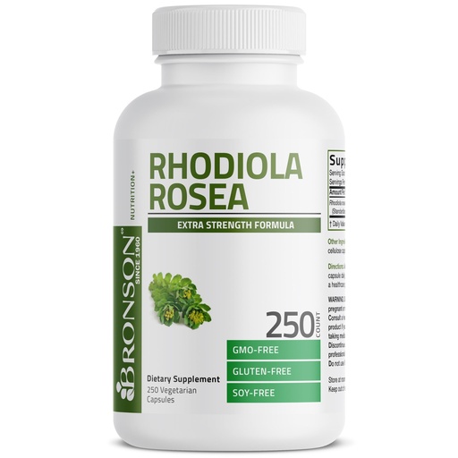 [BRSWYFI2C4FQIA3P] Bronson Rhodiola Rosea Vegetarian Capsules - Adaptogenic Herb - Brain, Stress & Mood Support - Non-GMO, 250 Count