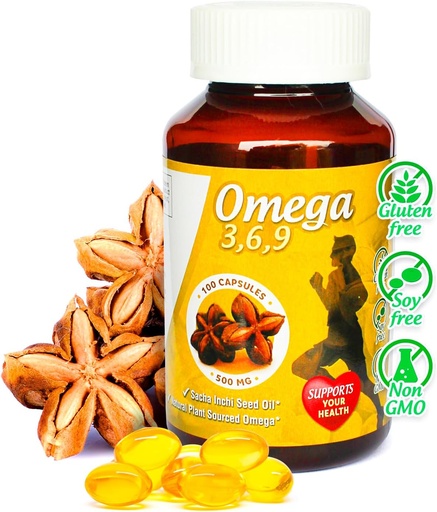 [BRSWG2YPOICQY3Q2] Sikyriah Omega 3, 6 and 9 softgel Capsules l 100% Pure Sacha Inchi Oil l 3000mg per Day l Plant Based Supplement l Odorless Essential Fatty acids Source l Non-GMO l