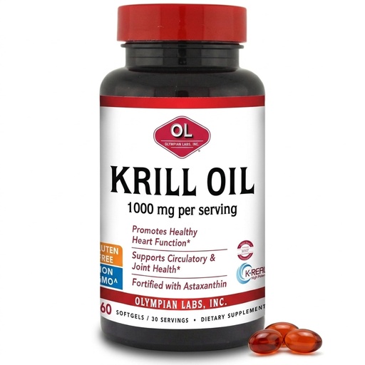 [BRSWIYA6C4FGCH3G] Olympian Labs Antarctic Krill Oil, 1000mg Caps with Astaxanthin, Omega-3, EPA, DHA, Immune, Joint & Brain Support, 60 Softgels