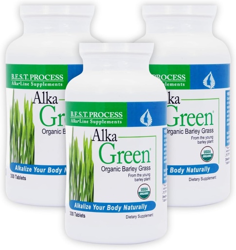 [BRSWGY3YAUHGOFIZ] Alka•Green Tablets (3 Pack) Best Process Alkaline — Nutrient Dense Organic Barley Grass Supplement — Natural Source of Enzymes & Amino Acids
