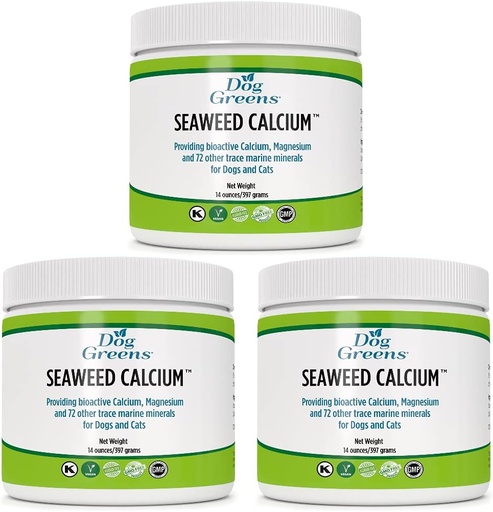 [BRSWGAAEDEPRMDTK] Seaweed Calcium for Dogs & Cats 14oz, Calcium Suplemen Keseimbangan Makanan Homemade, Teruji untuk kemurnian, Lebih Afforable than Competition, Vet Rekomendaded, Alam Terbaik Calcium (3 pack)