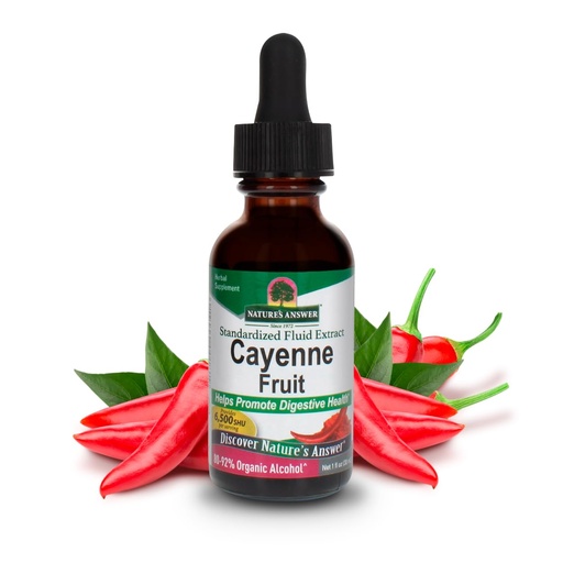 [BRSWIYQYO54WOAD6] Nature's Answer Cayenne Fruit Extract | Helps Promote Digestive Health | High Potency Made with Organic Alcohol | Vegan, Gluten-Free, Non-GMO & Kosher Certified 1oz