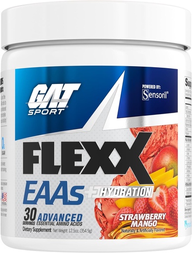 [BRSWY236OYPA43Q2] GAT SPORT Flexx EAAs + Hydration, Advanced Essential Amino Acids, 30 Servings (Strawberry Mango)