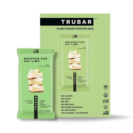 [BRSWYY32DF6WG3A3] TRUBAR Velan Protein Bar, Whipped for Key Lime, Gluten Free, Plant Based, High Fiber, Dairy Free, Low Fat, Non Glumbolium, No Sugar Alcohols, 12G Lean Protein, 13G Fiber, Healthy Snack Bars, 12 CT