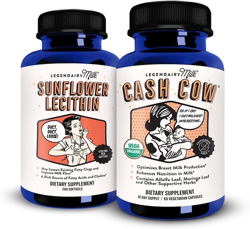[BRSROBD7DMGRYF3B] Legendairy Milk Sunflower Lecithin + Cash Cow, Breastfeeding Supplements for Milk Supply Increase and Clogged Milk Ducts - Lactation Support for Breast Milk Production, Fenugreek Free