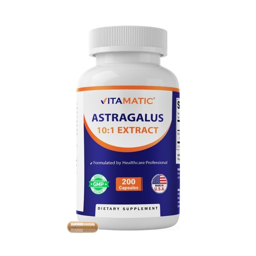 [BRSRA235BMBQ22D2] Vitamatic Astragalus – 10:1 Plant-Based Botanical Extract Capsules – Vegetarian, Non-GMO, Gluten-Free – Concentrated Herbal Supplement – 200 Count