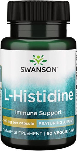 [BRSWIYD7CF6G2D3G] Swanson Amino Acid Ajipure L-Histidine Pharmaceutical Grade 500 Milligrams 60 Veg Capsules
