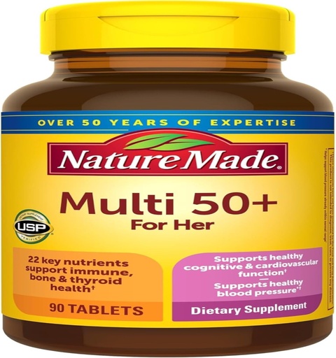 [BRSWK2QMAIDAAEDK] Nature Made Women's Multivitamin 50+ Tablets with Vitamin D, 90 Count for Daily Nutritional Support