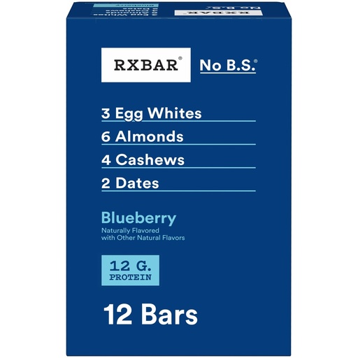 [BRSWKZT2BUMAG23I] RXBAR Protein Bars, Protein Snack, Snack Bars, Blueberry, 22oz Box (12 Count)