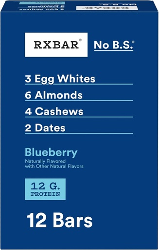 [BRSWKZT2BUMAG23I] RXBAR Protein Bars, Protein Snack, Snack Bars, Blueberry, 22oz Box (12 count)