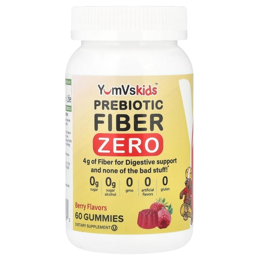 [BRSWYHQLCUNAOCTA] Prebiotic Fiber Zero Gummies for Kids by YumVs | Keto Sugar Free Gummy Chews for Toddlers |4g Fiber for Children Constipation Support | Natural Kosher Halal Berry Chewable 70 Count