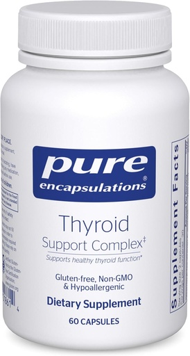 [BRSWGEABCQDQMCDA] Complejo de soporte de tiroides puras encapsulaciones - Apoya la salud tiroidea* - Infusión antioxidante - con Ashwagandha & Iodine - No GMO & Vegetariano - 60 cápsulas