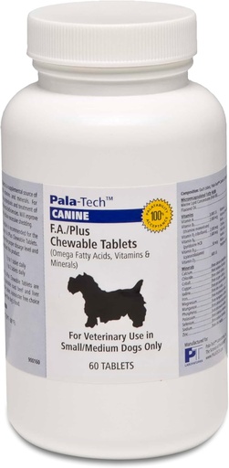 [BRSWIYAIAF7REHA7] Pala-Tech FA Plus Chew Tabs עבור כלבים קטנים - תמיכה עור, קואט & אלרגיה הקלה - ויטמינים לכלבים ותוספים עם אומגה 3 ו 6 חומצות שומן - 60 Ct, Roast Beef Flavor