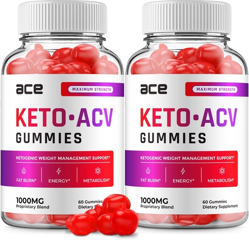 [BRSROAYEDMBGEEQU] (2 paket) Ace Keto ACV Gummies - Napredna Formula Ace Keto Plus ACV Gummies Apple Cider Ace ACV, Upravljanje teže, Dietni dodatek Ocene moških Ženske (120 Gummies)