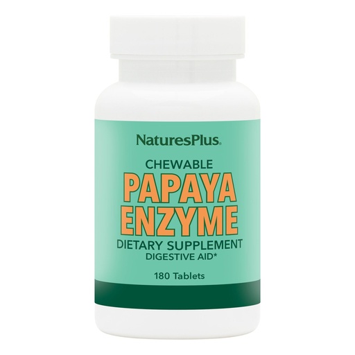 [BRSWIYTYCUOG2ELA] NaturesPlus Papaya Enzyme - 180 Chewable Tablets - Digestive Aid Supplement with Amylase & Protease - Helps Reduce Gas, Bloating, Stomach Upset & Discomfort - Vegan, Gluten Free - 180 Servings