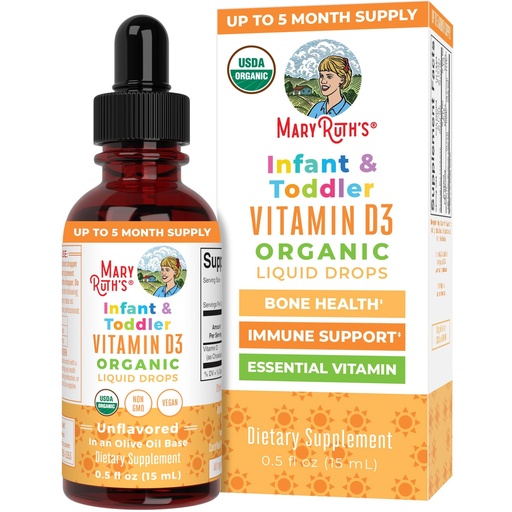 [BRSW2CA7B4PAICI6] MARYRUTH'S USDA Organic Vitamin D Drops | Vitamin D3 Liquid | Sugar Free | Liquid Vitamin D Drops Immune Support for Infants & Toddlers | VIT D3 | Gluten Free | Non-GMO | 90-150 Servings