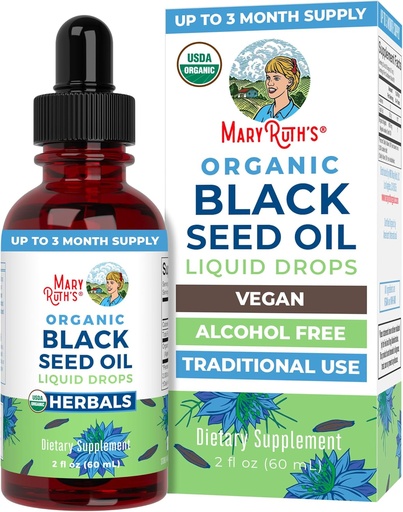 [BRSW2CA7BACAI2TH] MaryRuth Organics Black Seed Oil Liquid Drops Cold Press | 3 Hileko hornidura | USDA Organic Cumin Seed Oil | Immune Support | Respiratory Health | Sugar&Gluten Free | Vegan | Non-GMO | 2 Fl Oz