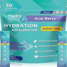 Electrolyte Powder Sugar-Free Hydration Packets Acai Berry HydroMATE 30 Sticks