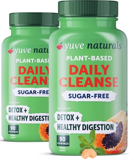[BRSRMBIZCF5BGFDX] Yuve Natural Papaya Digestive Enzymes - Sugar-Free Chewable Candies - Promotes Better Digestion - Constipation & Bloating Aid, Detox, Leaky Gut Repair & Gas Relief - Vegan, Non-GMO (2 Pack of 90ct)