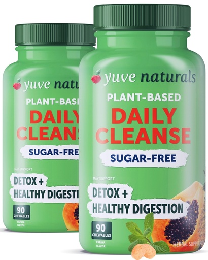 [BRSRMBIZCF5BGFDX] Yuve Naturals Chewable Papaya Enzymes - Sugar-Free Plant-Based Digestive Enzyme Complex for Gas, Bloating & Post-Meal Comfort - Vegan, Non-GMO, Gluten-Free - (2 Pack of 90ct)