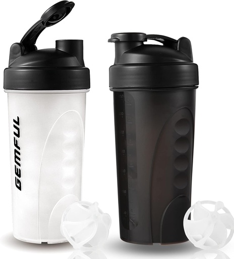 [BRSW2EAKBYHBSHTP] GEMFUL Shaker Bottle for Protein Mixes 28 oz BPA-Free Leak Proof Shaker Smothies Cups with Sports Gym Mixer 2 Pack